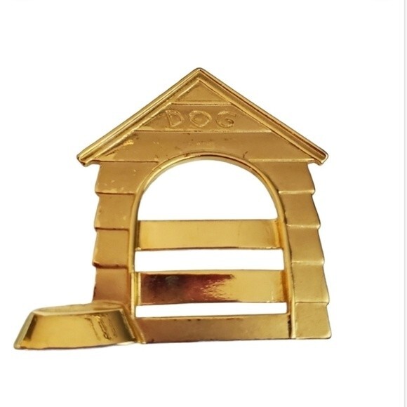 JJ Gold Plated Dog House Pin Brooch lapel pin - Picture 1 of 7